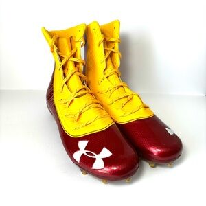 Under Armour Highlight MC Lineman Football Cleats Sz 15 High-Top Red Yellow NEW